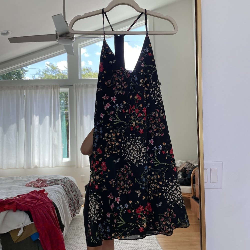 Alice & Olivia Black Floral Tank Dress